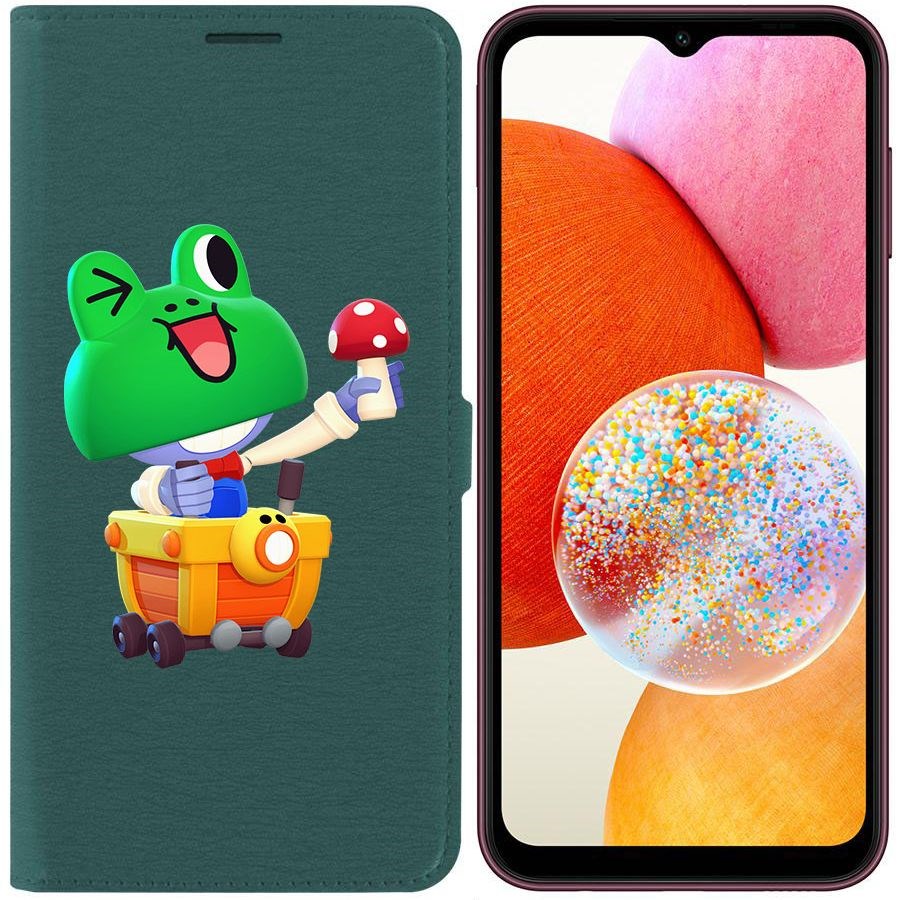 

Чехол-книжка Эко для Samsung Galaxy A14 4G (A145) Brawl Stars-Леонард Карл (зелёный опал)