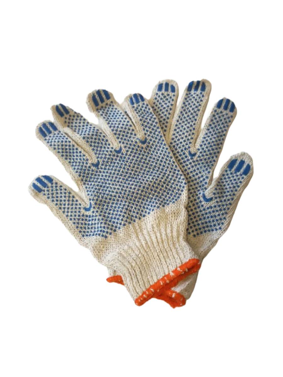 Перчатки 3 нити Эконом 7,5 класс Цвет Белый, Тип ПВХ Точка, 10 шт