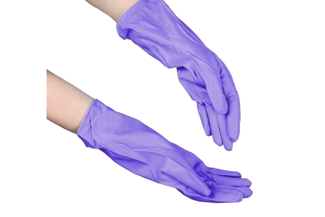 Перчатки хозяйственные защитные Доляна, суперпрочные, L, ПВХ, 85 гр, фиолетовый