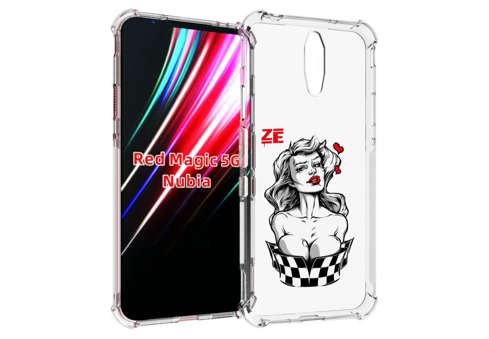 

Чехол MyPads черно белая девушка с красными губами женский для ZTE Nubia Red Magic 1 5G, Прозрачный, Tocco