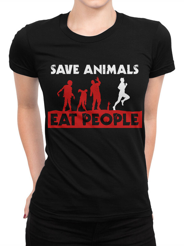 

Футболка женская DreamShirts Studio Зомби Save Animals - Eat People 1 черная M, Черный, Зомби Save Animals - Eat People 1
