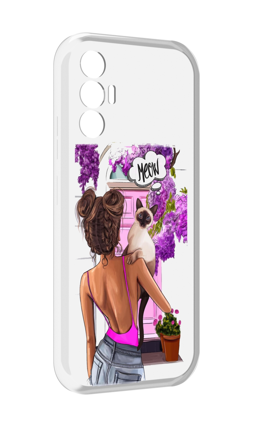 

Чехол MyPads Девушка-с-котиком женский для Tecno Pova 3, Прозрачный, Tocco
