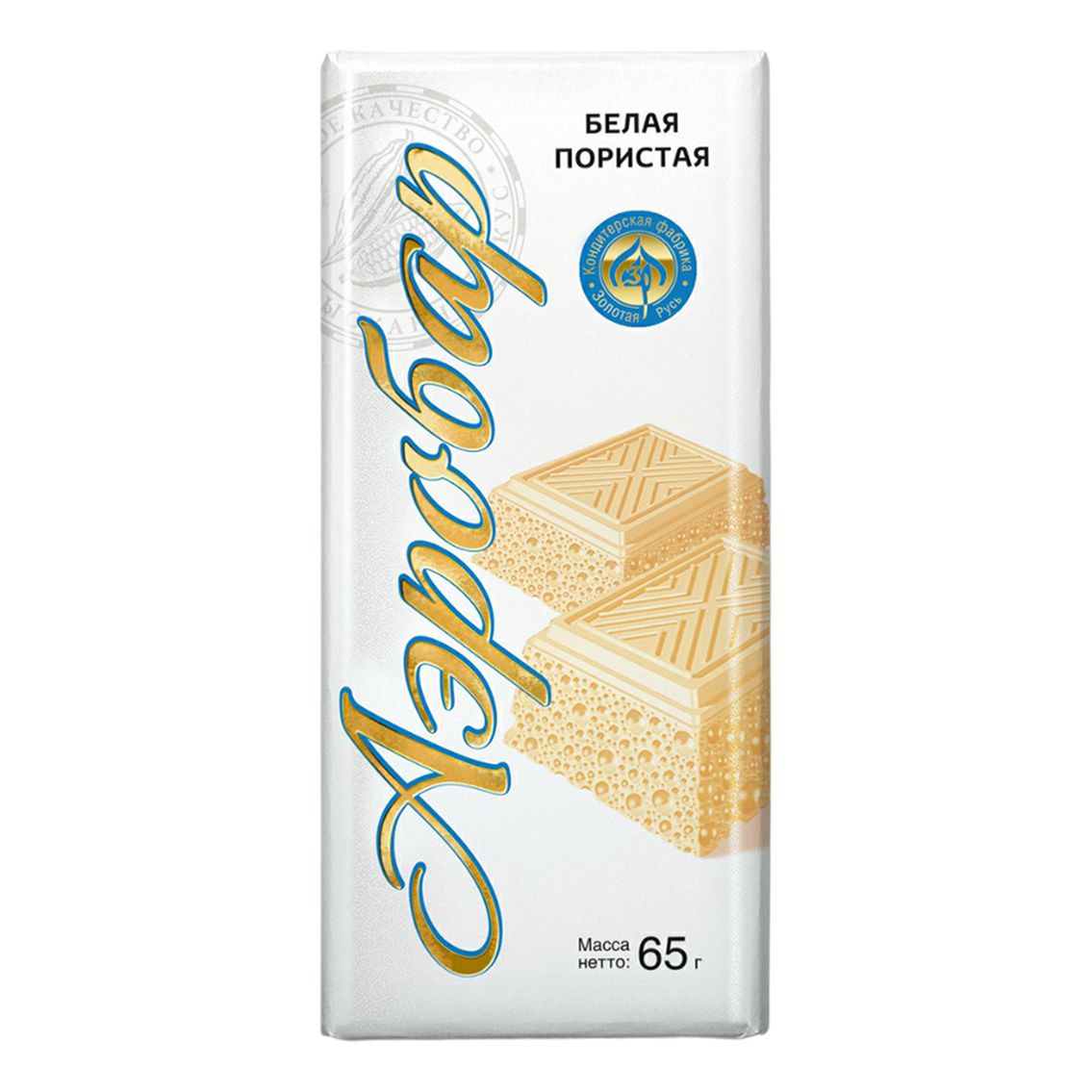 Кондитерская плитка Золотая Русь Аэробар пористая белая 65 г