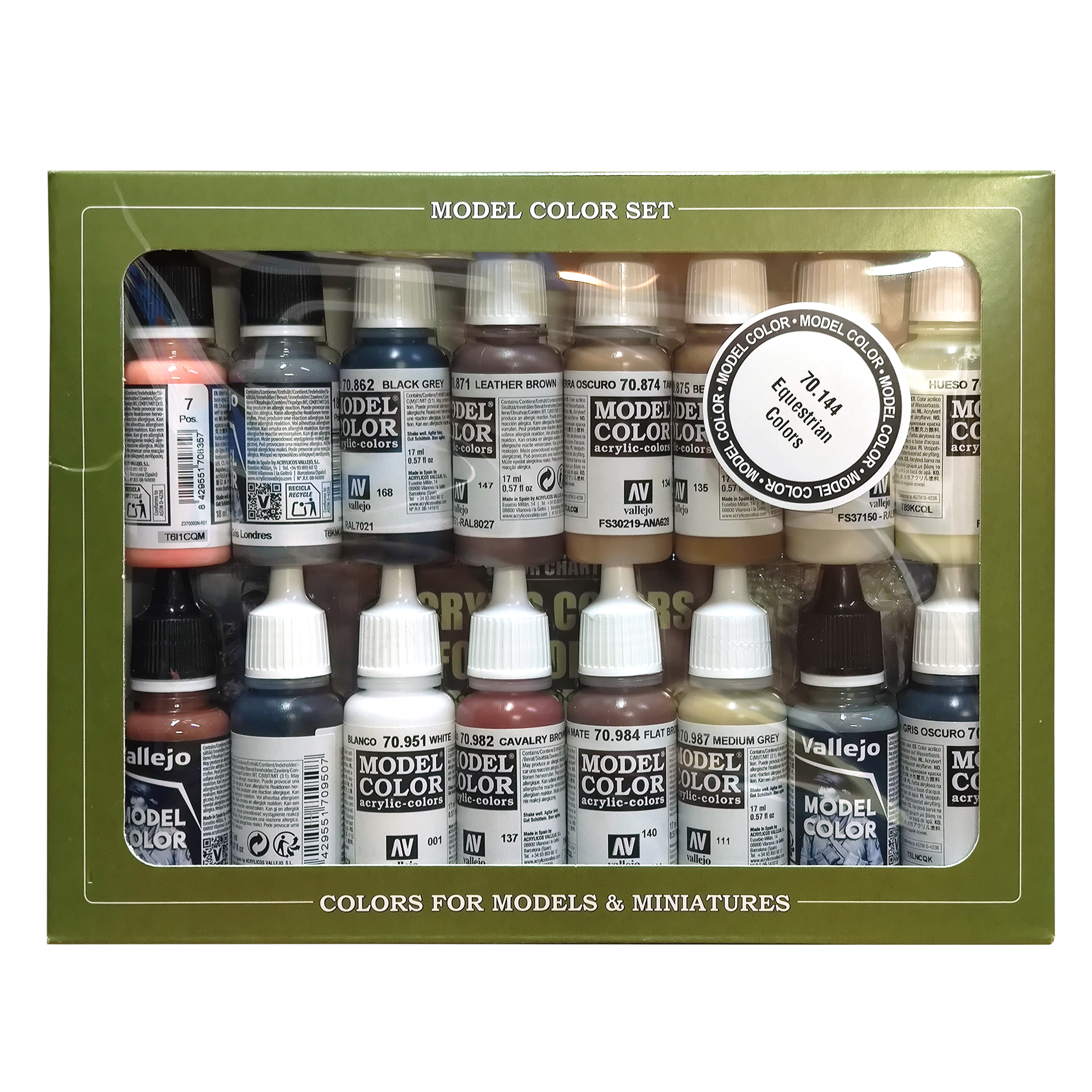 

Набор красок Vallejo Model Color Set Equestrian Colors 70144, 16 красок по 17 мл, Model Color Set
