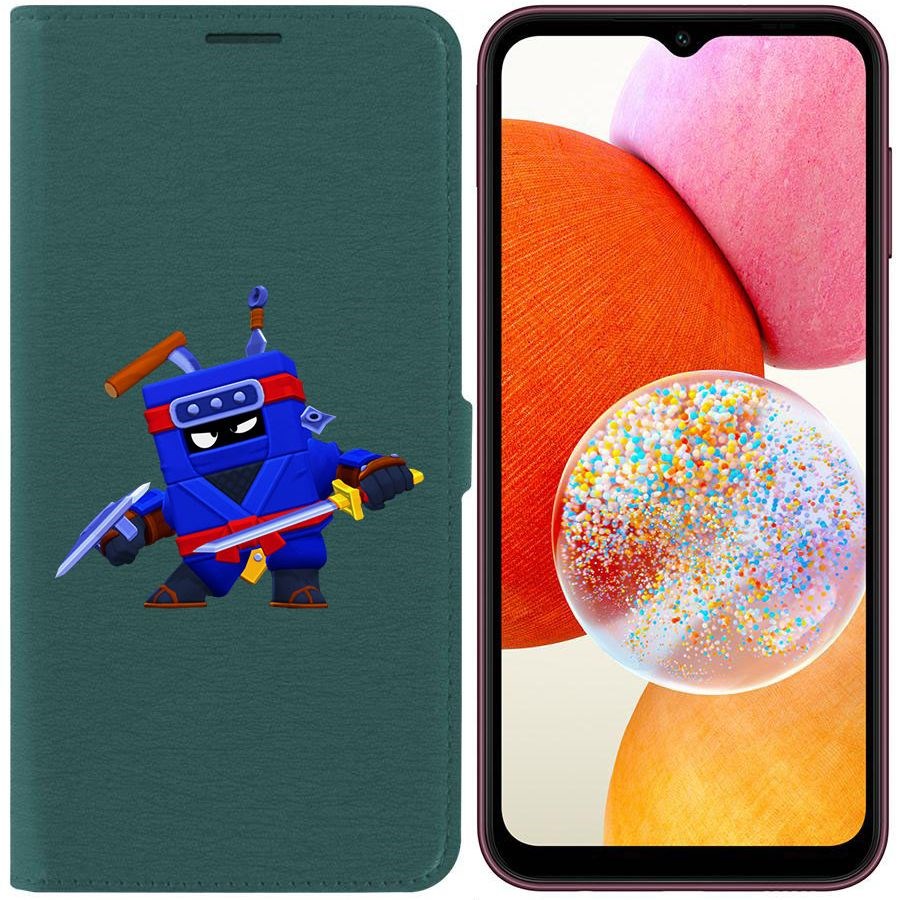 

Чехол-книжка Эко для Samsung Galaxy A14 4G (A145) Brawl Stars-Ниндзя Эш (зелёный опал)