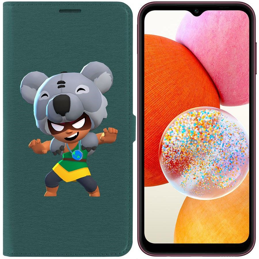 

Чехол-книжка Эко для Samsung Galaxy A14 4G (A145) Brawl Stars-Нита Коала (зелёный опал)