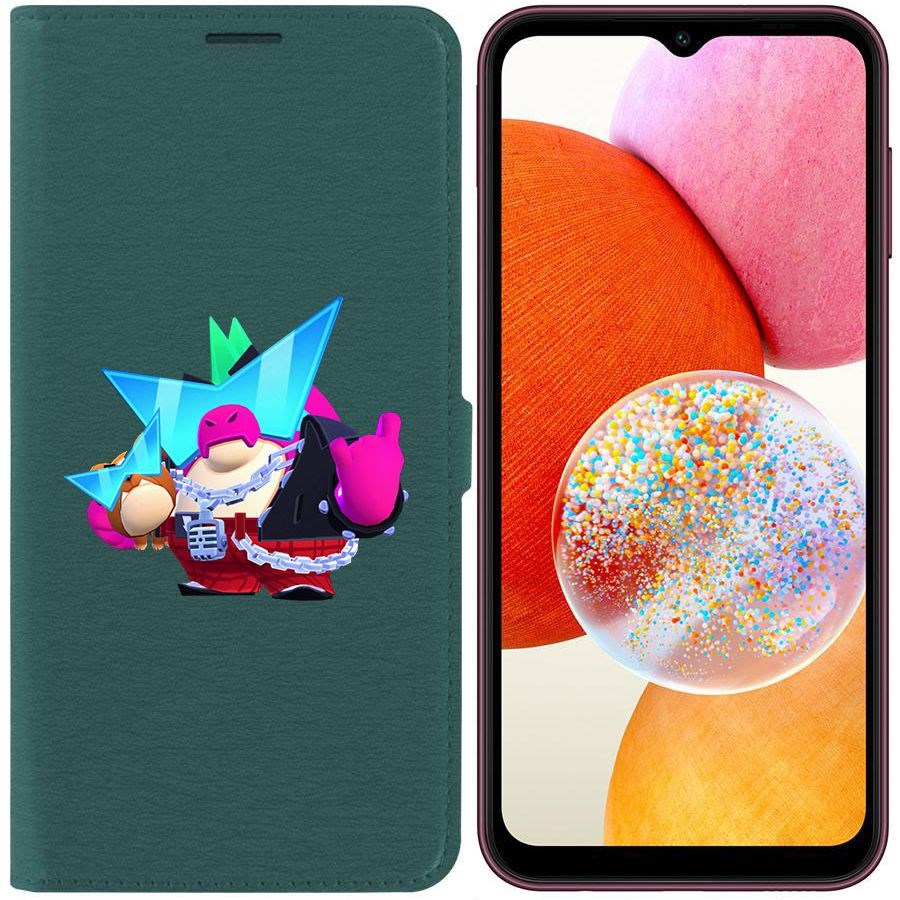 

Чехол-книжка Эко для Samsung Galaxy A14 4G (A145) Brawl Stars-Плохиш Базз (зелёный опал)
