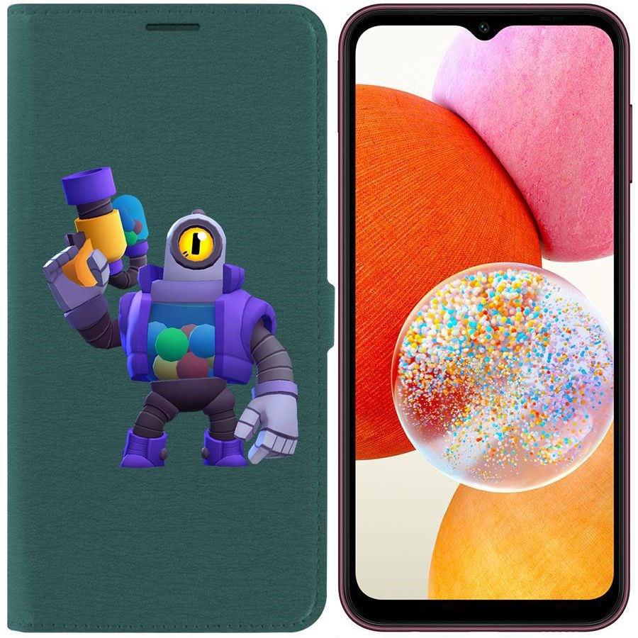 

Чехол-книжка Эко для Samsung Galaxy A14 4G (A145) Brawl Stars-Рико (зелёный опал)