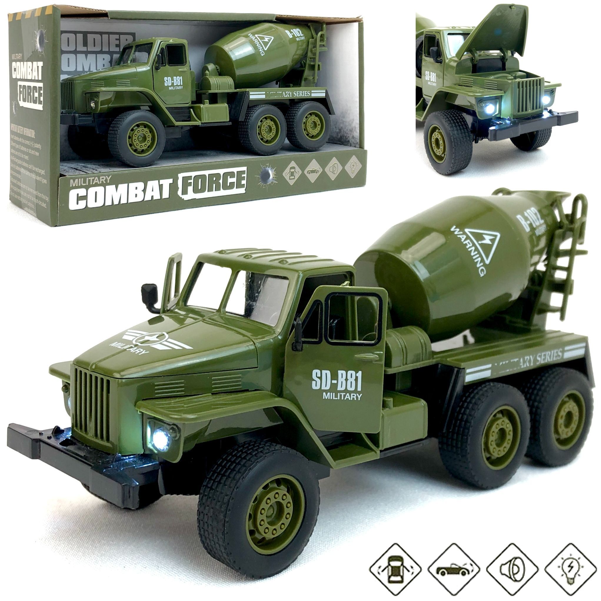 Инерционный военный грузовик PLAYSMART Combat Force, открываются двери и капот kiddiedrive инерционный военный грузовик 1601714