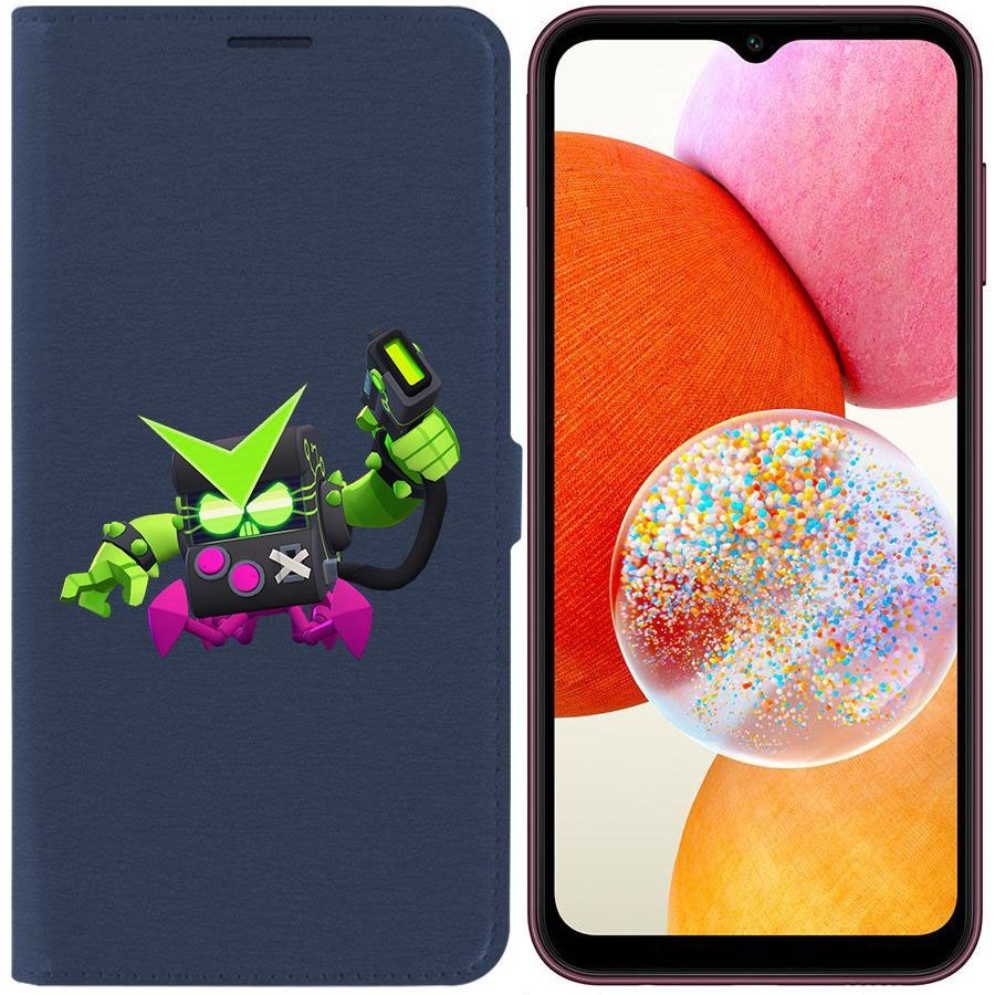 

Чехол-книжка Эко для Samsung Galaxy A14 4G (A145) Brawl Stars-Вирус 8-БИТ (синий)