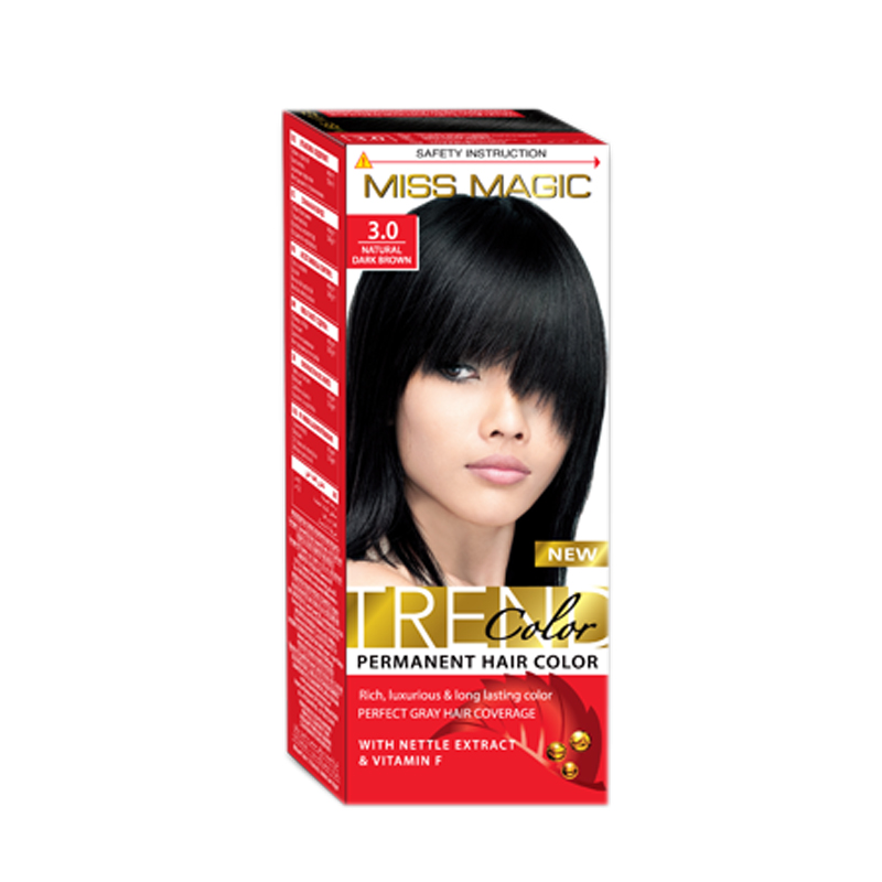 Краска для волос Miss Magic Trend Color 3.0 Натуральный темно-коричневый 90 мл mandragora magic beauty натуральный шампунь для увлажнения и питания волос с кофе пробуждение 200 0