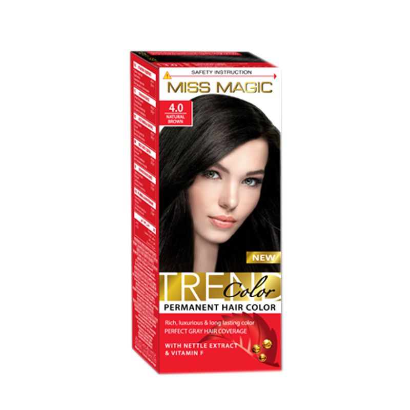 Краска для волос Miss Magic Trend Color 4.0 Натуральный коричневый 90 мл mandragora magic beauty натуральный шампунь для увлажнения и питания волос с кофе пробуждение 200 0