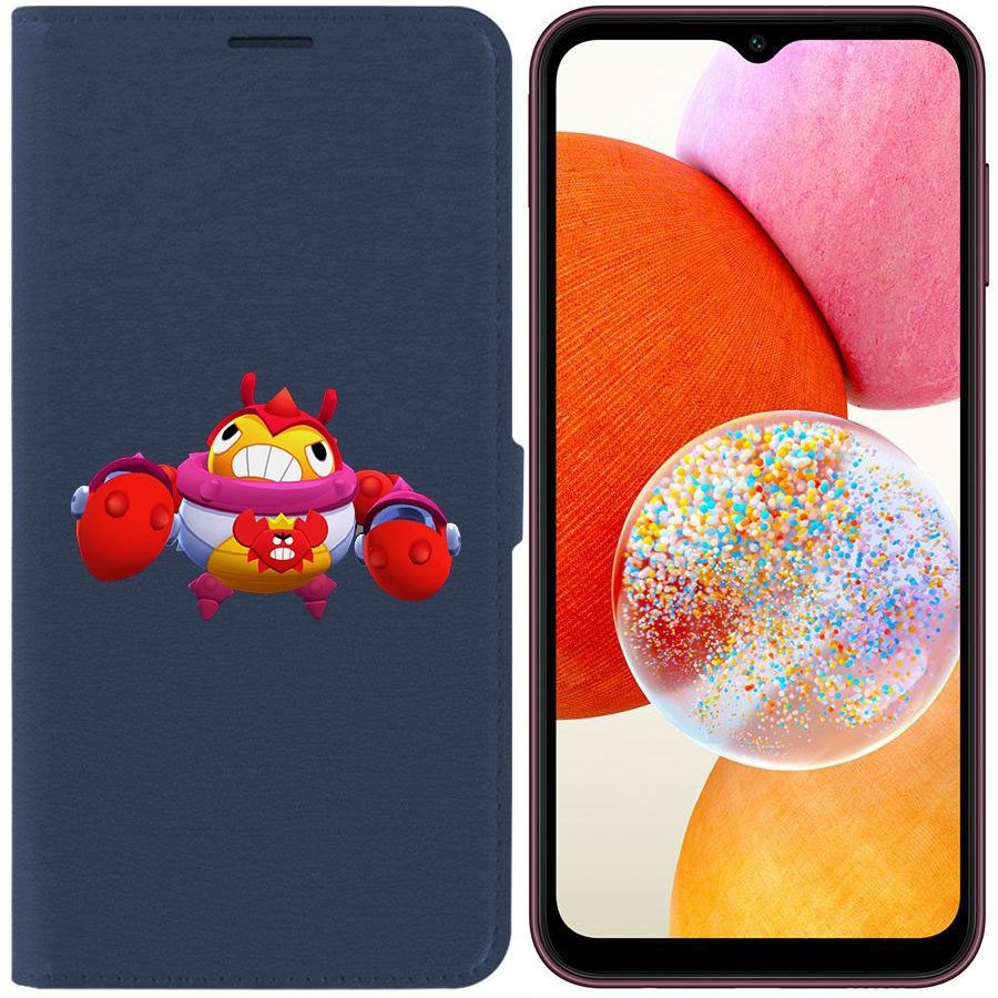 

Чехол-книжка Эко для Samsung Galaxy A14 4G (A145) Brawl Stars-Краб Тик (синий)