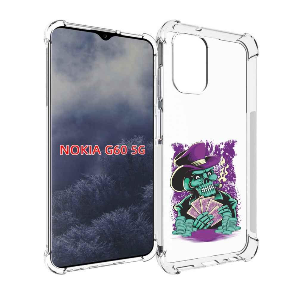 

Чехол MyPads зеленый череп с картами для Nokia G60 5G, Прозрачный, Tocco