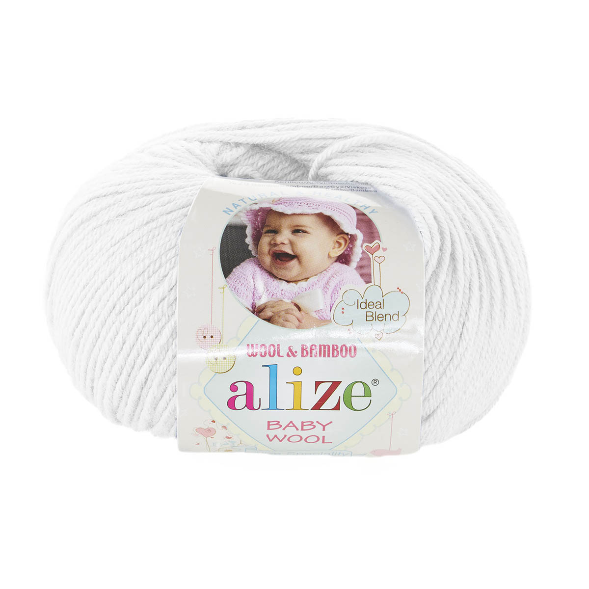 

Пряжа ALIZE Baby wool 50г, 175м (бамбук, шерсть, акрил) ТУ (55 белый), 10 мотков, Baby wool