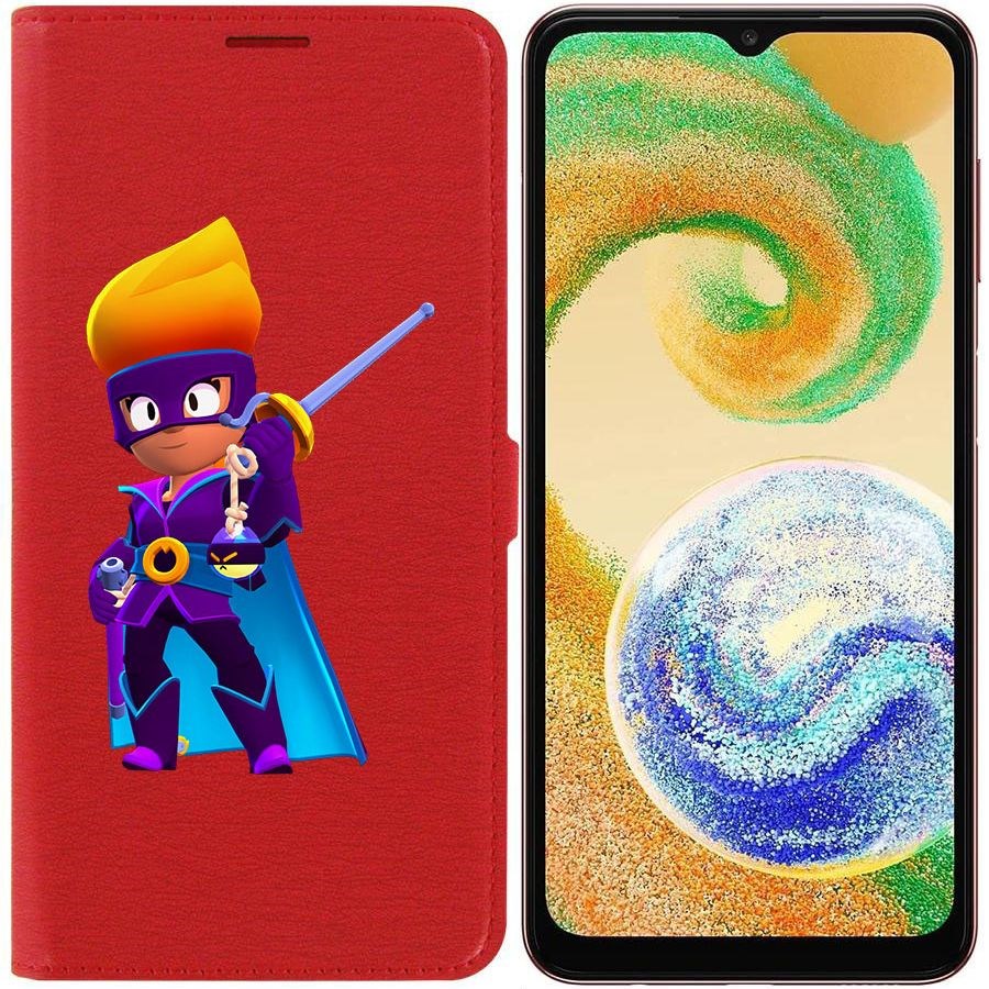 

Чехол-книжка Эко для Samsung Galaxy A04s (A047) Brawl Stars-Амбер де Ла Вега (красный)