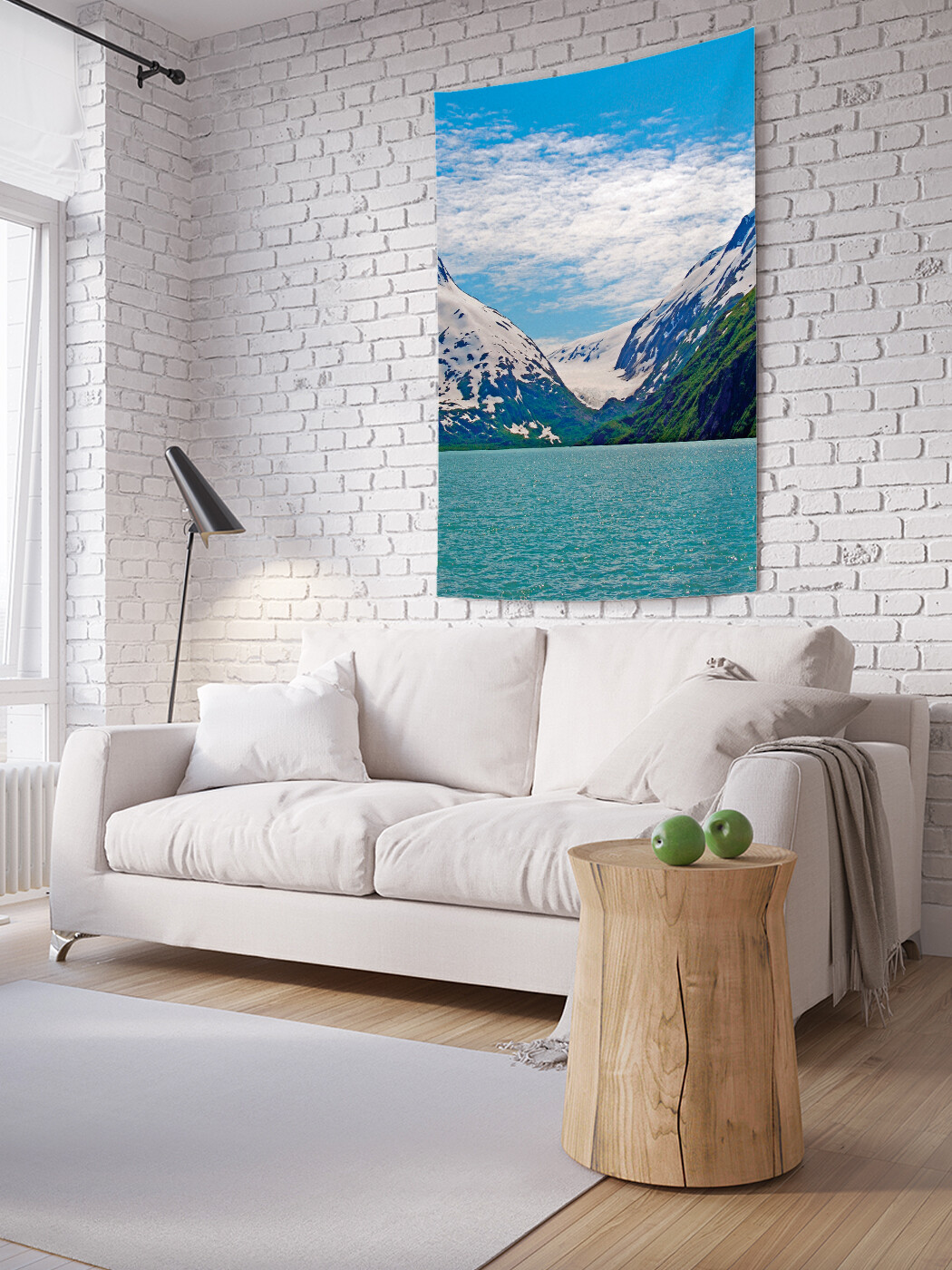 

Вертикальное фотопанно JoyArty Горные близнецы на озере, из ткани, 100х150 см