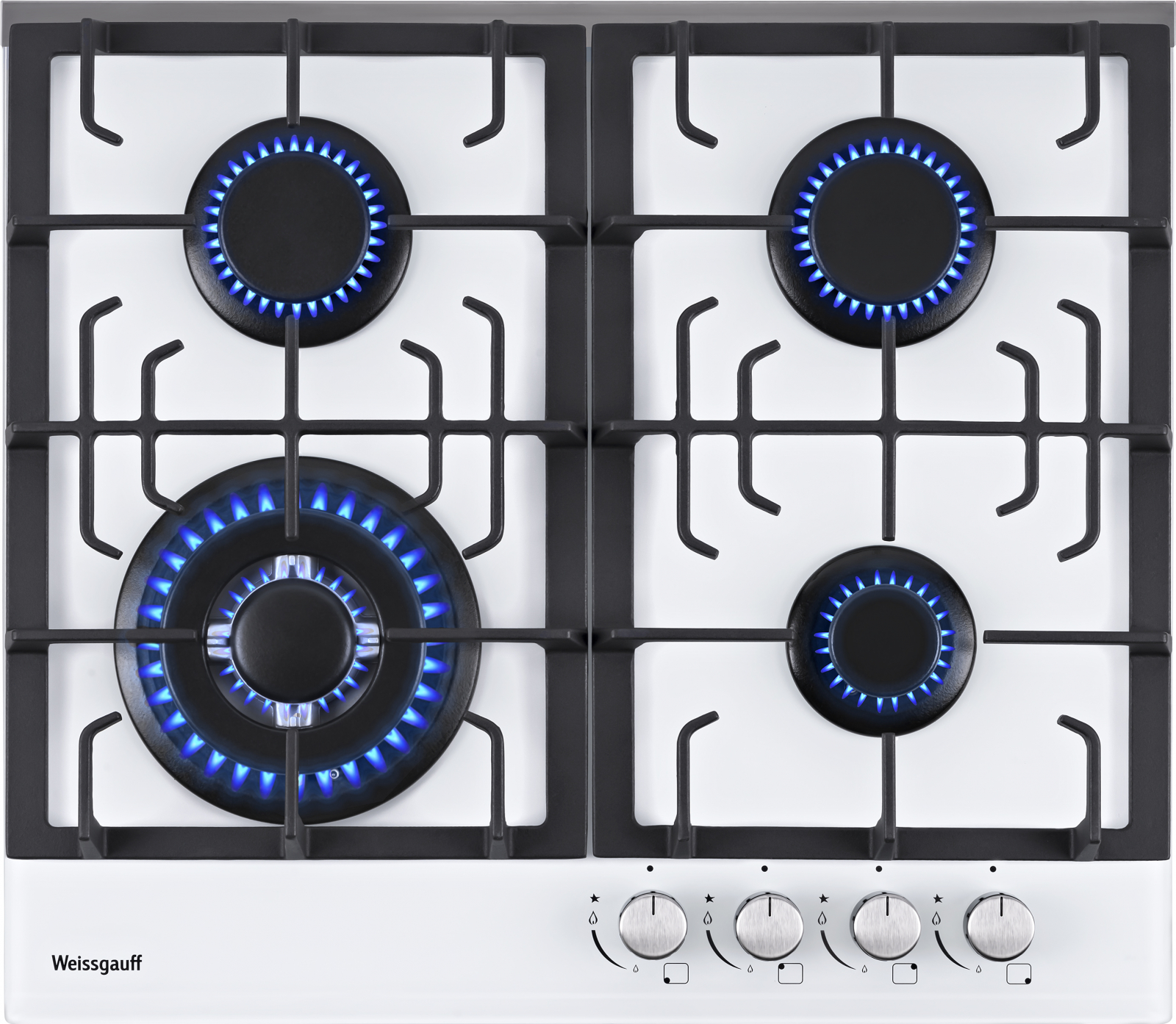 Встраиваемая варочная панель газовая Weissgauff HGG 641 WV белый газовая варочная панель weissgauff hgg641beb 60 см 4 конфорки