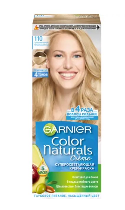 фото Стойкая крем-краска для волос garnier color naturals №110 суперосветляющий блонд 110 мл