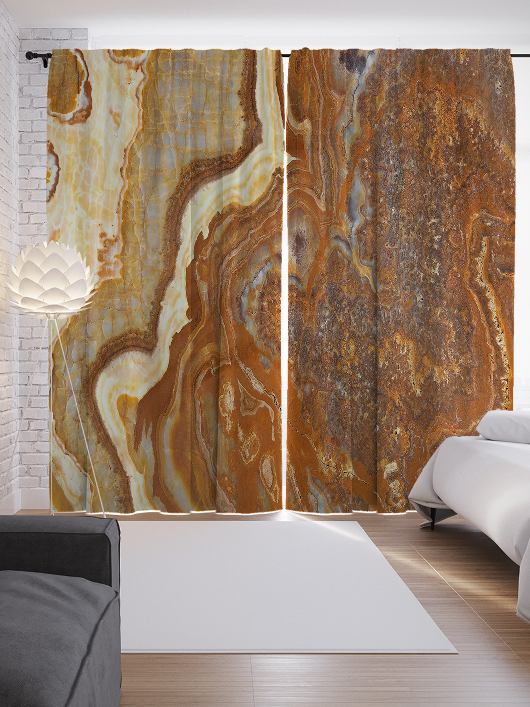 

Шторы JoyArty с фотопечатью "Срез камня оникс" из сатена, 290х265 см, Срез камня оникс