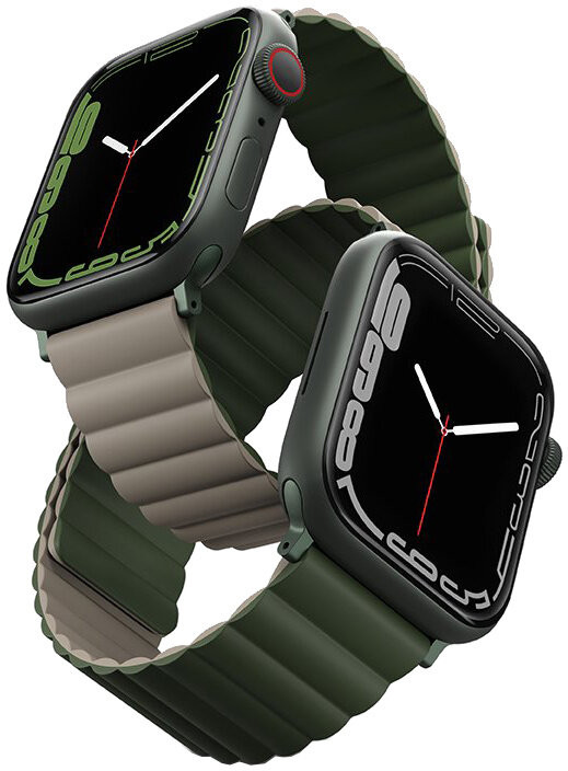 

Ремешок Uniq Revix reversible Magnetic для Apple Watch 41/40/38 мм, Green/Taupe, Revix reversible Magnetic
