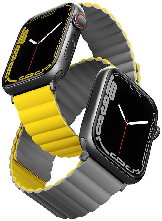 Ремешок Uniq Revix reversible Magnetic для Apple Watch 45/44/42 мм, Yellow/Gray