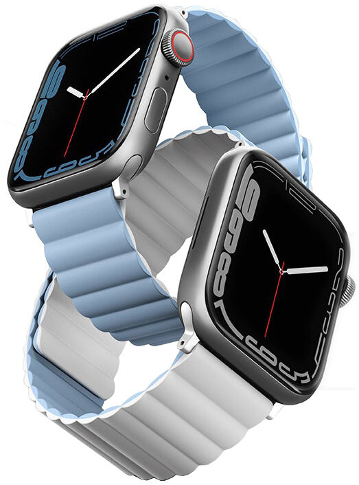 

Ремешок Uniq Revix reversible Magnetic для Apple Watch 41/40/38 мм, White/Blue, Белый;голубой, Revix reversible Magnetic