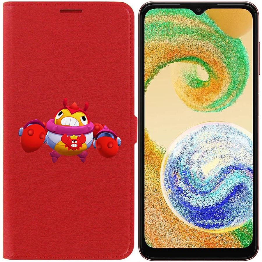 

Чехол-книжка Эко для Samsung Galaxy A04s (A047) Brawl Stars-Краб Тик (красный)