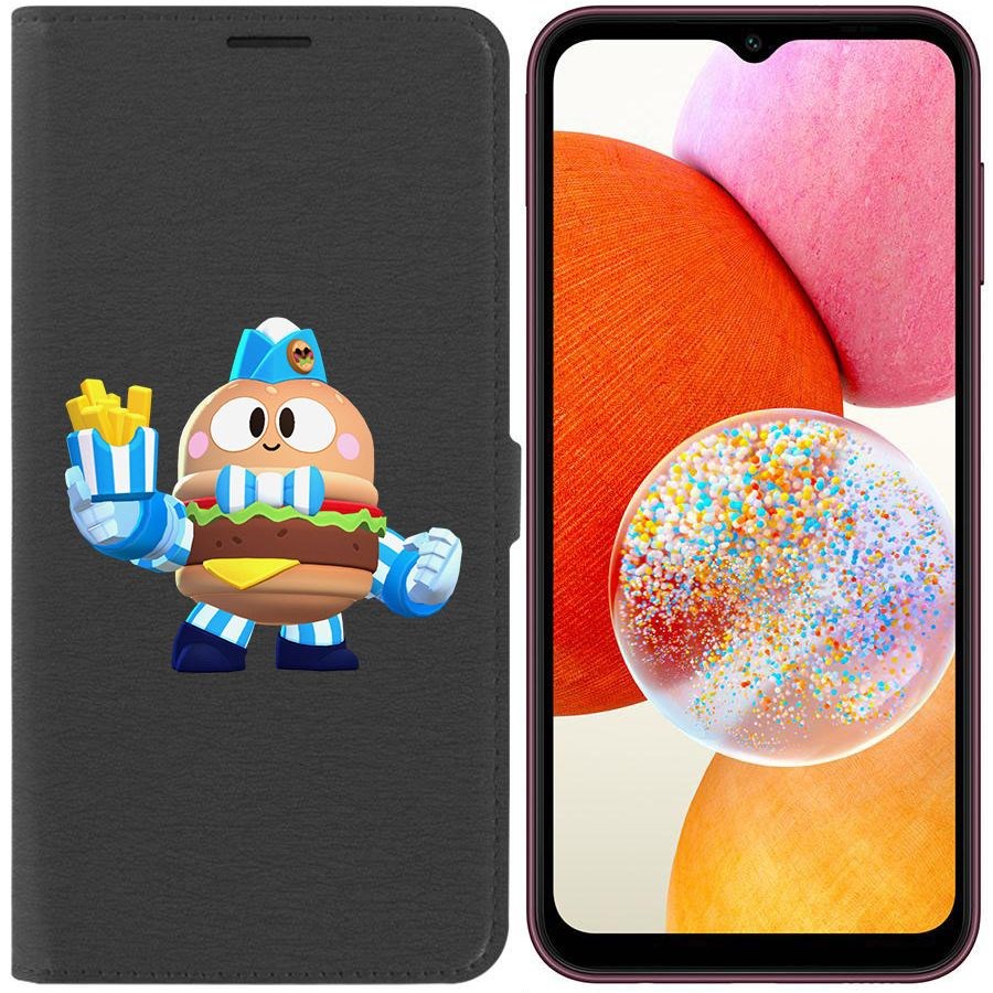 

Чехол-книжка Эко для Samsung Galaxy A14 4G (A145) Brawl Stars-Бургер Лу (черный)