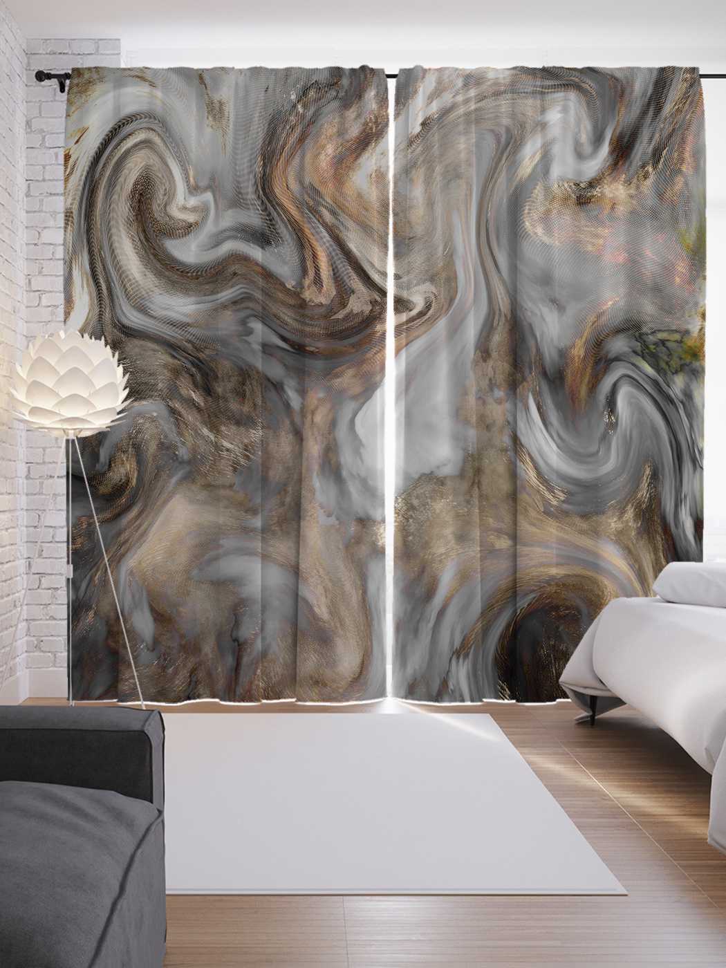 фото Шторы joyarty с фотопечатью "мраморные вихри" из сатена, 290х265 см