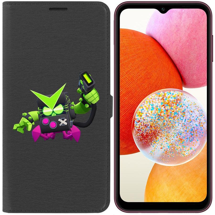 

Чехол-книжка Эко для Samsung Galaxy A14 4G (A145) Brawl Stars-Вирус 8-БИТ (черный)