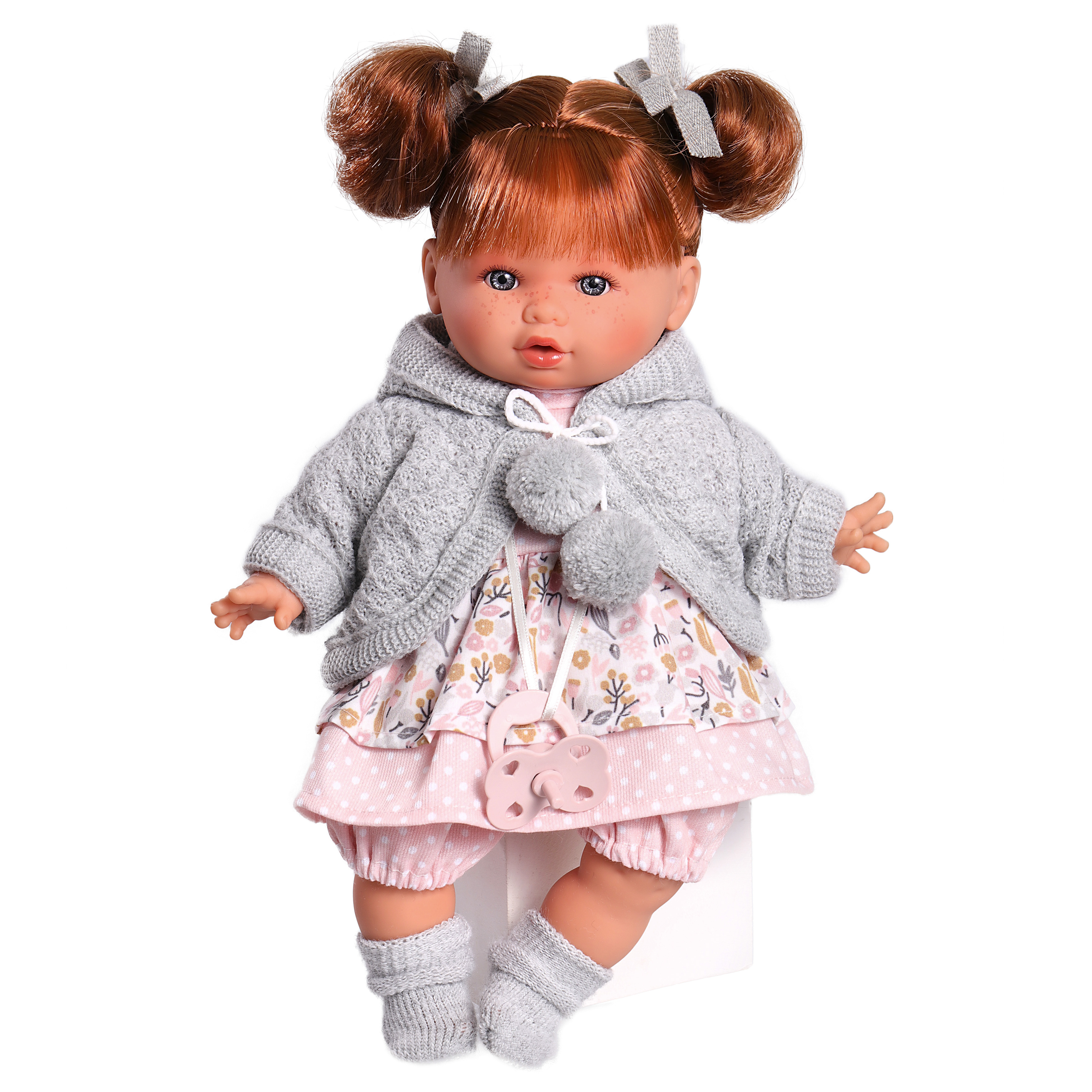 Кукла Antonio Juan озвученная Оливия в сером, 30 см, плачет, мягконабивная 13145-2