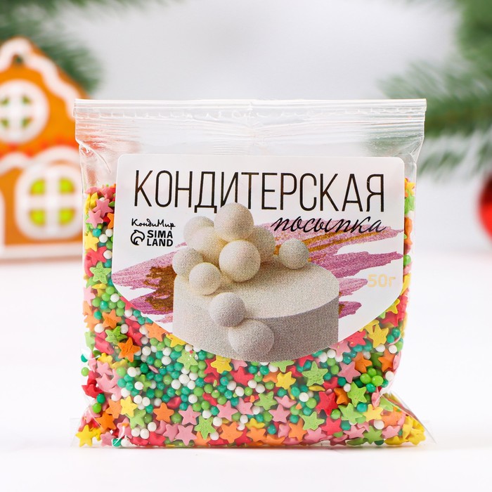 

Посыпка кондитерская КондиМир в цветной глазури Новогоднее ассорти, 50 г