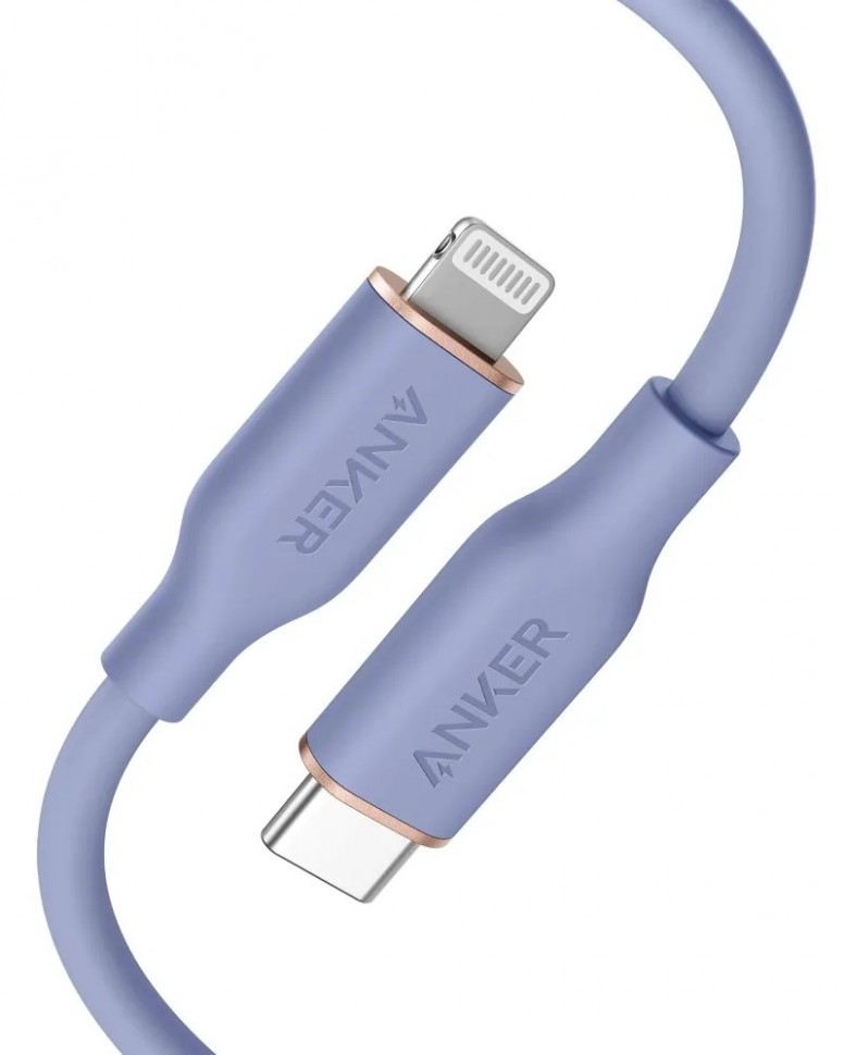 фото Кабель anker 641 powerline iii usb-c to lightning cable 0.9m (flow, silicone) purple (a866