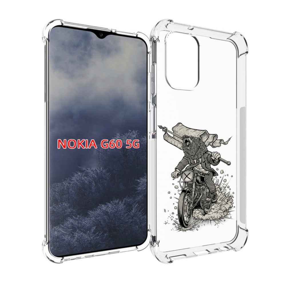 Чехол MyPads медведь на мотоцикле для Nokia G60 5G