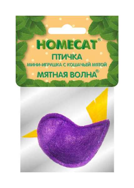 фото Игрушка для кошек homecat птичка мини с кошачьей мятой 5 см