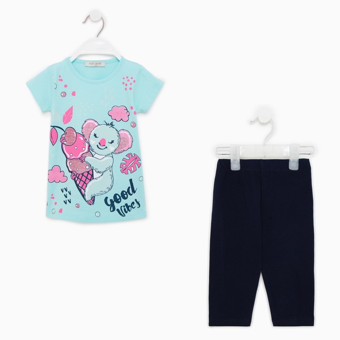 

Комплект (футболка/лосины) для девочки BEBUS, голубой, 104