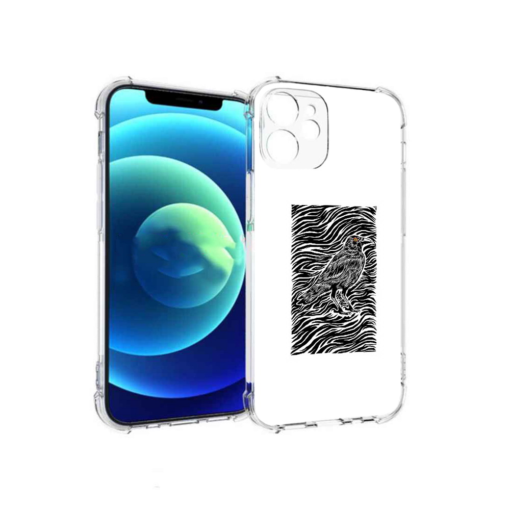 

Чехол MyPads Tocco для Apple iPhone 12 mini ворон в абстракции (PT157566.610.272), Прозрачный, Tocco