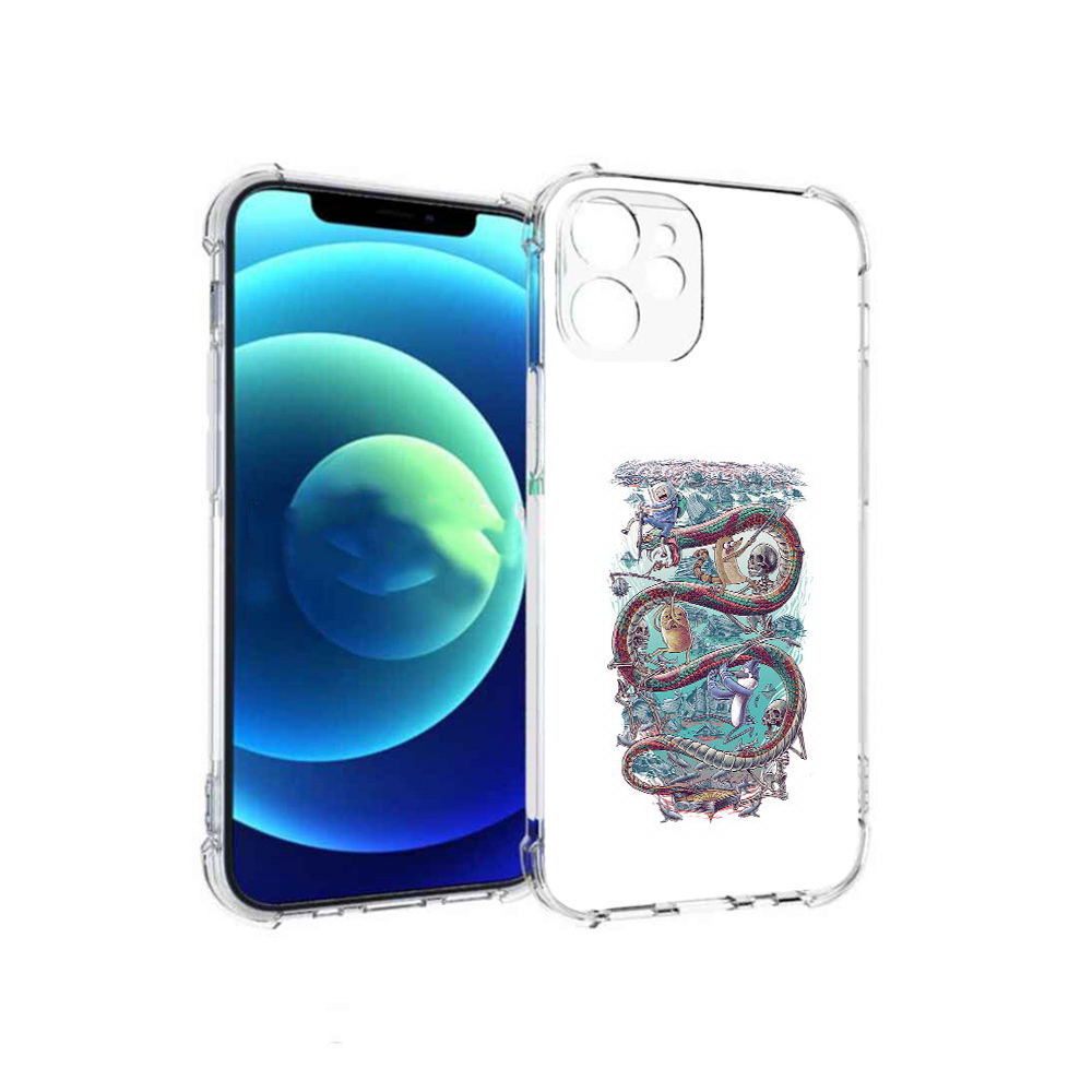 

Чехол MyPads Tocco для Apple iPhone 12 mini время приключений страшилка (PT157566.610.280), Прозрачный, Tocco