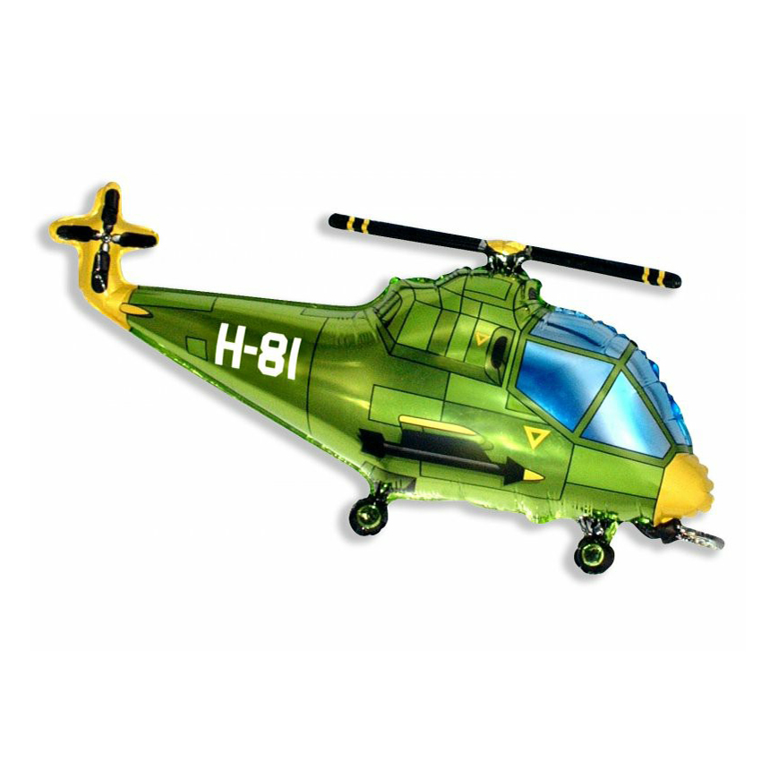фото Воздушный шар flexmetal, вертолет, фольгированный, мини, зеленый