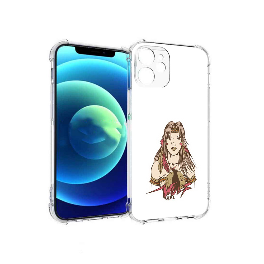

Чехол MyPads Tocco для Apple iPhone 12 mini девушка волк (PT157566.610.306), Прозрачный, Tocco