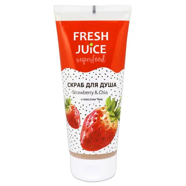 фото Скраб для душа fresh juice superfood strawberry & chia 200 мл