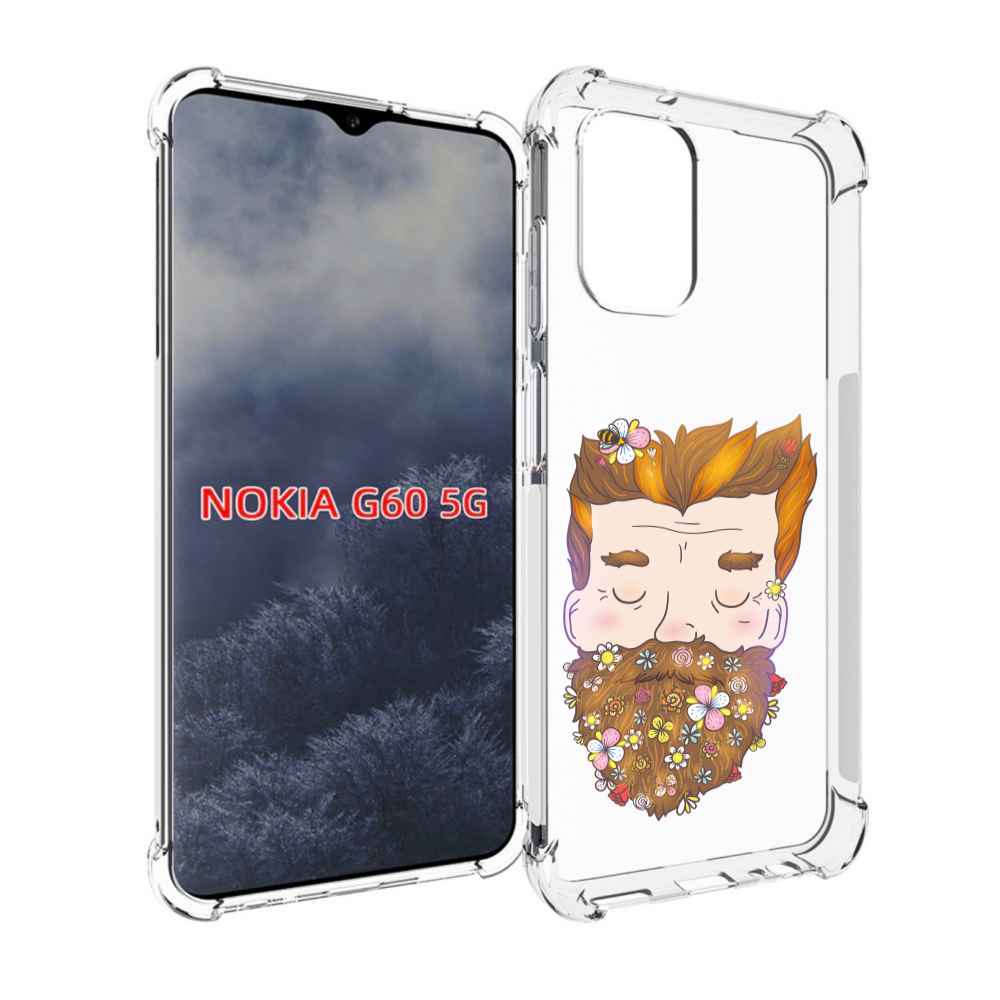 

Чехол MyPads мужчина с цветами в бороде для Nokia G60 5G, Прозрачный, Tocco