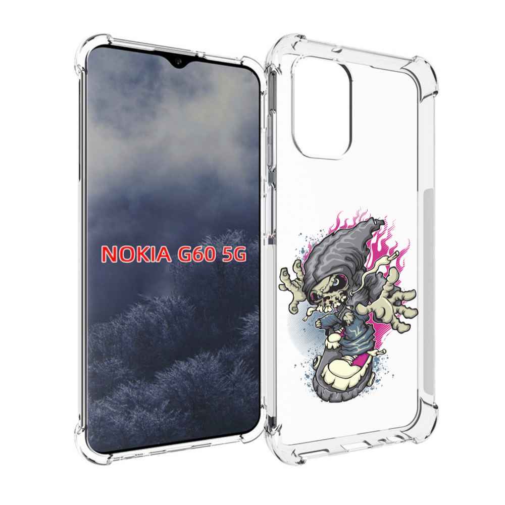 

Чехол MyPads нарисованный скелет на скейт борде для Nokia G60 5G, Прозрачный, Tocco
