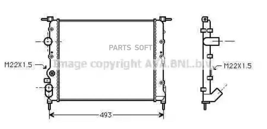 

Радиатор охлаждения двигателя Renault Clio II/Kangoo/Logan I 96>16 Nissan Kubistar 06> AVA