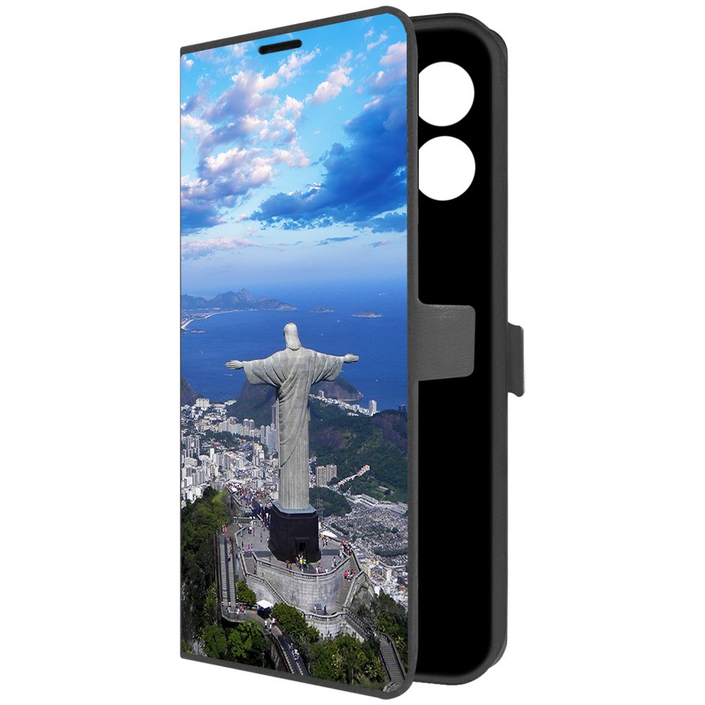 

Чехол-книжка Krutoff Eco Book для Oppo A18 Бразилия, Статуя Христа (черный)