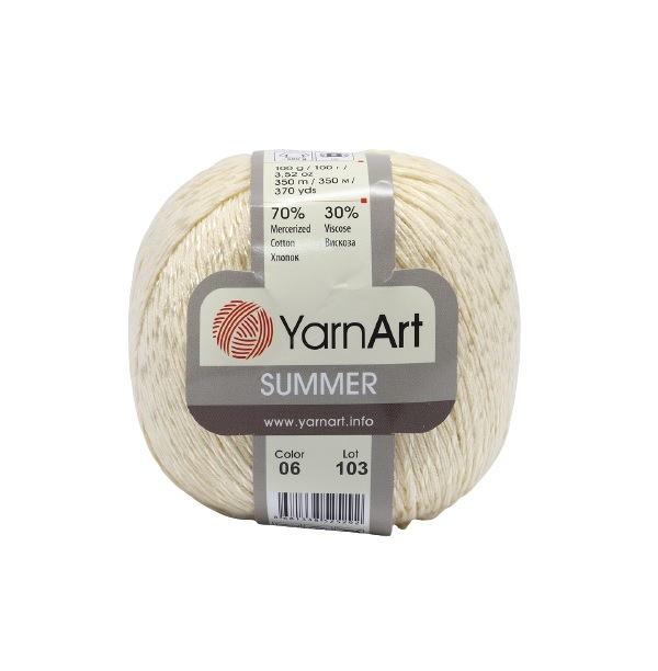 

Пряжа YarnАrt Summer 100г, 350м (хлопок, вискоза) (06 молочный), 4 мотка, Summer