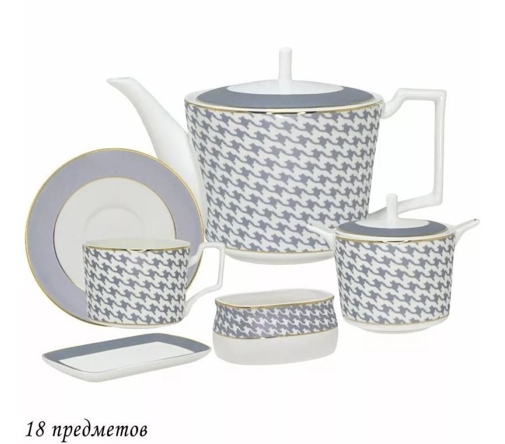 

Чайный сервиз Earl Grey Lenardi на 6 персон 18 предметов, Белый;серый, 61217-01
