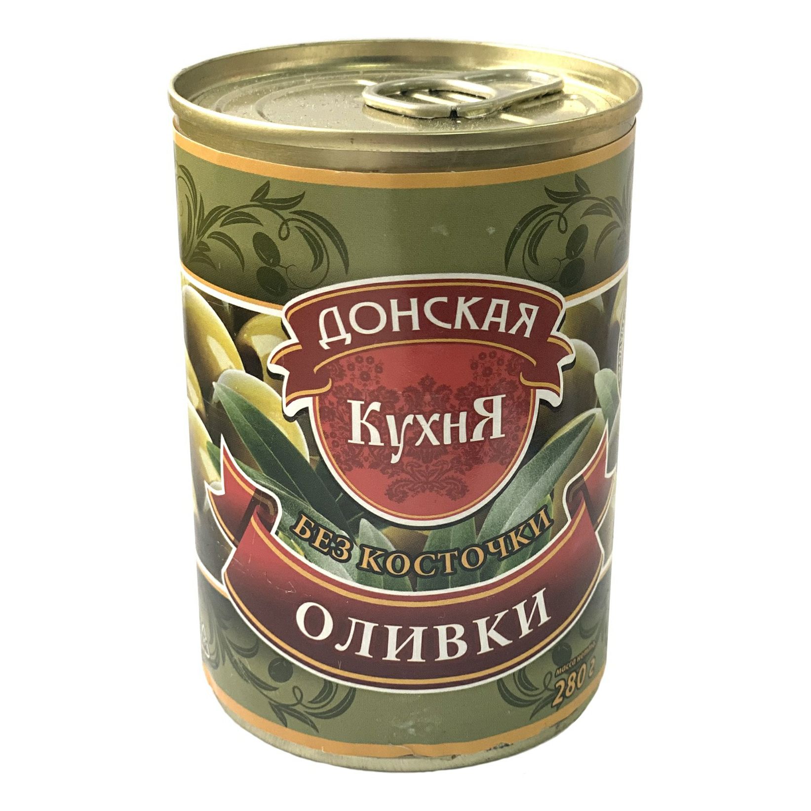 Оливки Донская Кухня зеленые средние с косточкой 280 г