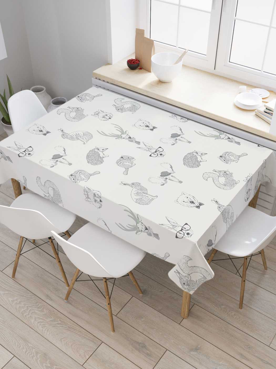 

Скатерть прямоугольная JoyArty "Интеллигентные звери" из сатена, 180x145 см, Зеленый, Интеллигентные звери